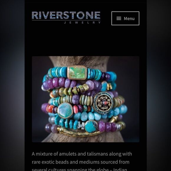 Gorgeous, unique Riverstone semi-precious beaded necklace, 15 inches adjustable. - Picture 6 of 7